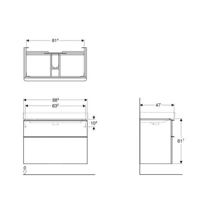 Geberit 500.354.00.1 - Smyle Square under-sink bathroom cabinet 61.7 x 88.4 cm, white