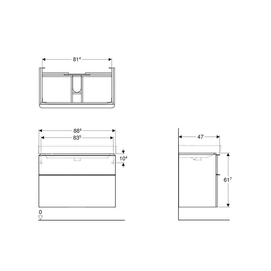 Geberit 500.354.00.1 - Smyle Square under-sink bathroom cabinet 61.7 x 88.4 cm, white