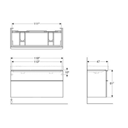 Geberit 500.356.00.1 - Smyle Square Double Washbasin Vanity Unit, 61.7 x 118.4 cm, White