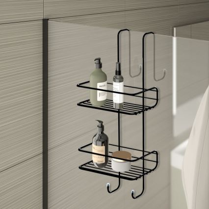 Gedy - CHROM LINE Wall-Mounted Shower Shelf 49 x 24 cm, Matte Black