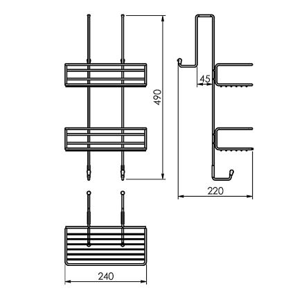 Gedy - CHROM LINE Wall-Mounted Shower Shelf 49 x 24 cm, Matte Black
