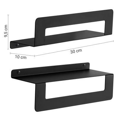 Gedy - CLEO 30 cm Shelf with Towel Rail, Matte Black