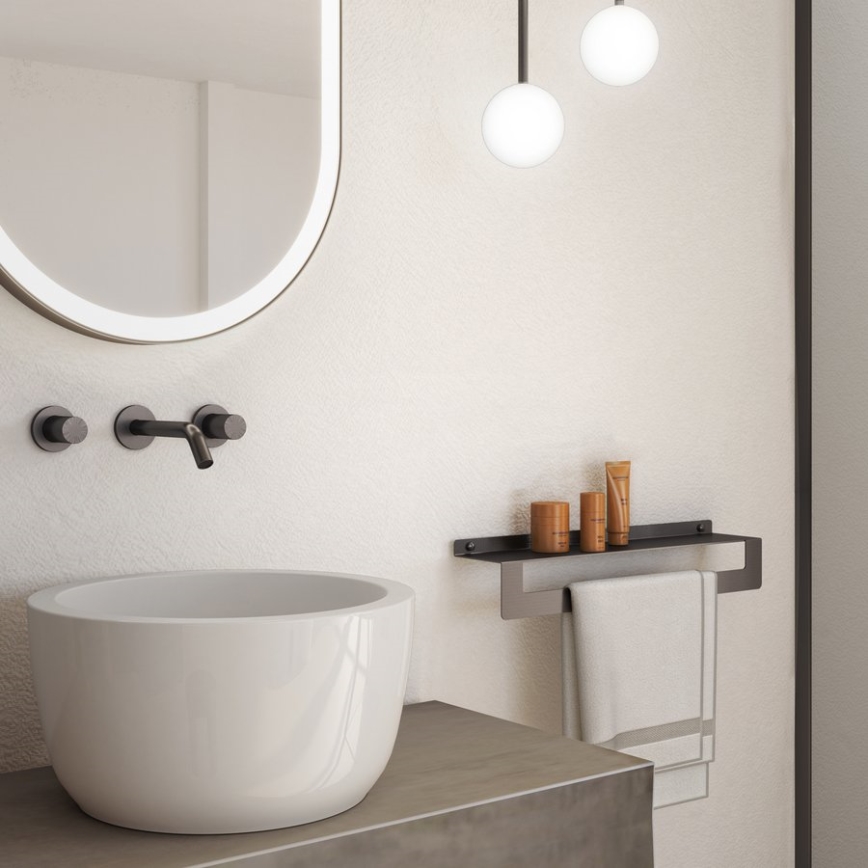 Gedy - CLEO 30 cm towel shelf with hanger, metallic grey