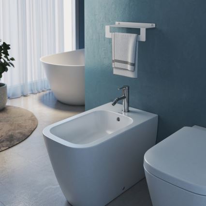 Gedy - CLEO 50 cm Matte White Shelf with Towel Rail