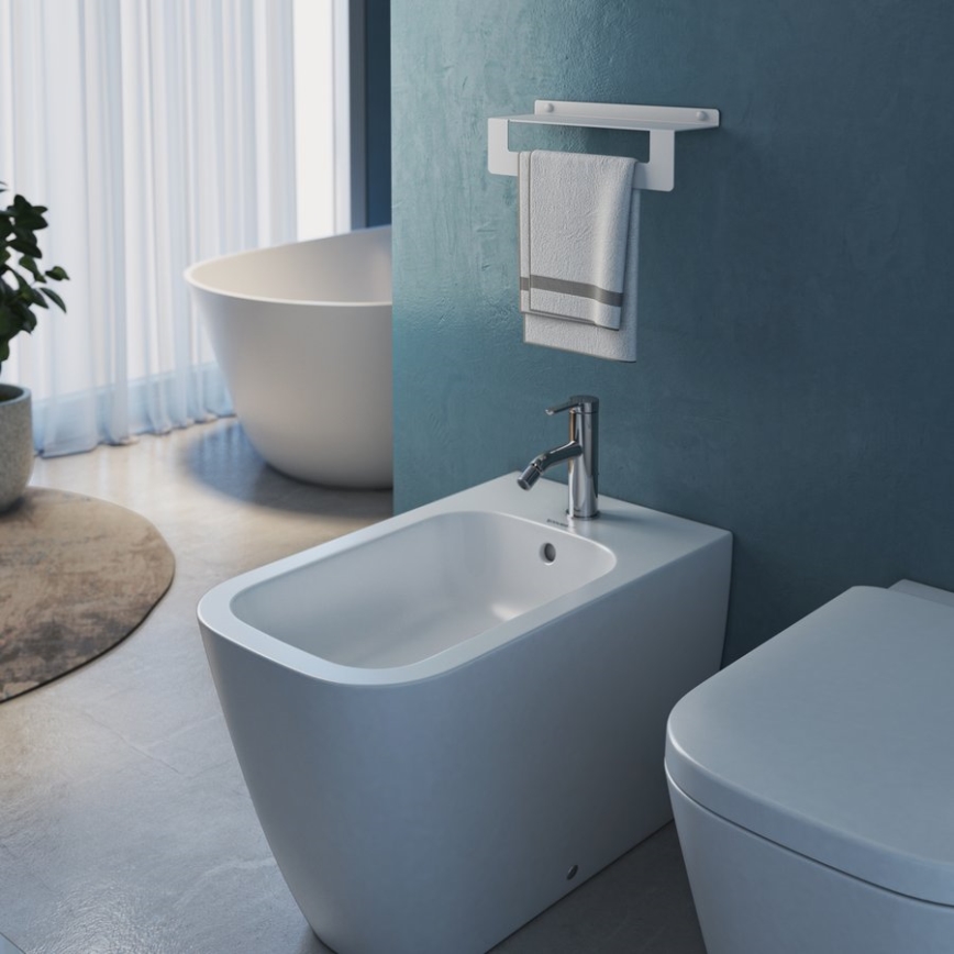 Gedy - CLEO 50 cm Matte White Shelf with Towel Rail