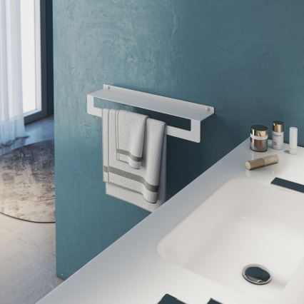 Gedy - CLEO 50 cm Matte White Shelf with Towel Rail
