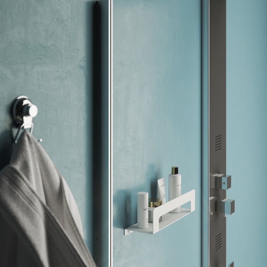 Gedy - CLEO 50 cm Matte White Shelf with Towel Rail