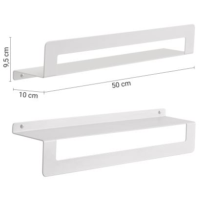 Gedy - CLEO 50 cm Matte White Shelf with Towel Rail
