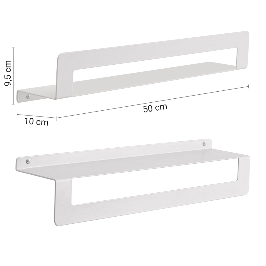 Gedy - CLEO 50 cm Matte White Shelf with Towel Rail