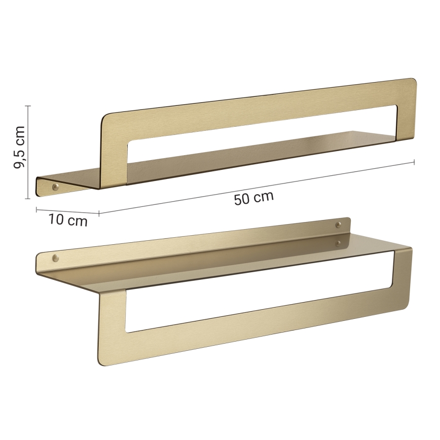 Gedy - CLEO 50 cm Shelf with Towel Rail, Matte Gold