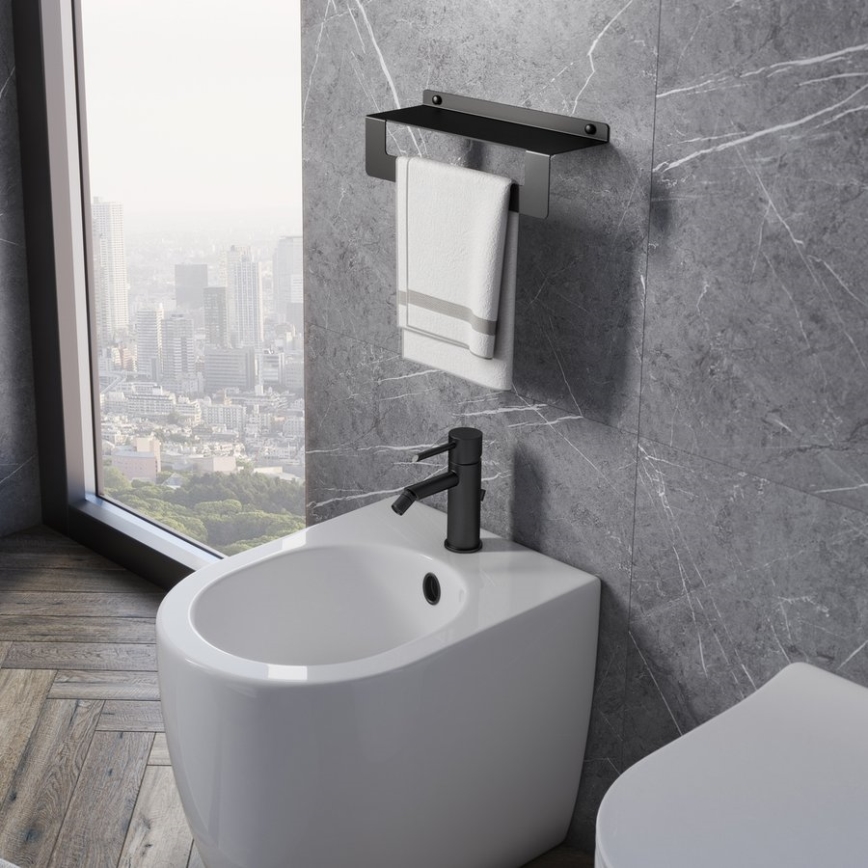 Gedy - CLEO 50 cm Towel Shelf with Rail, Matte Black