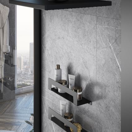 Gedy - CLEO 50 cm Towel Shelf with Rail, Matte Black