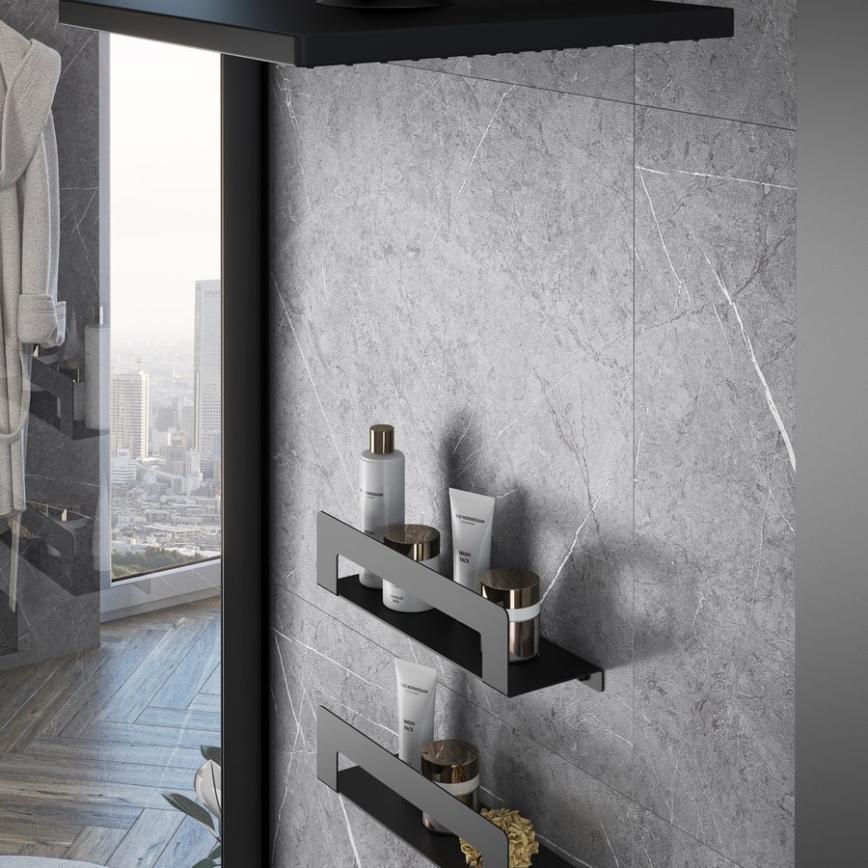 Gedy - CLEO 50 cm Towel Shelf with Rail, Matte Black