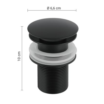 Gedy - CLICK-CLACK Basin Waste Ø 6.6 cm, Matte Black