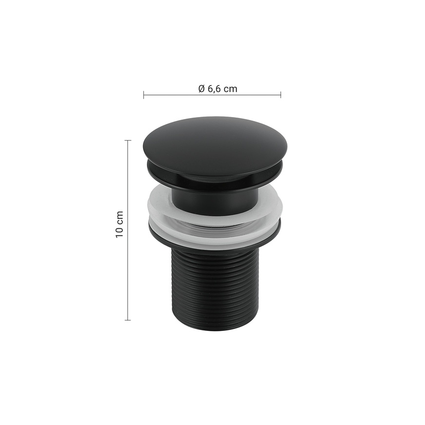 Gedy - CLICK-CLACK Basin Waste Ø 6.6 cm, Matte Black