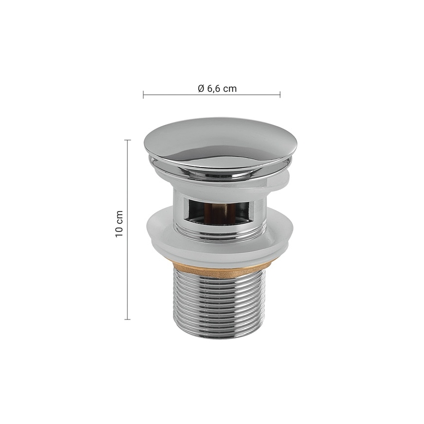 Gedy - Click-Clack washbasin pop-up waste Ø 6.6 cm, polished chrome
