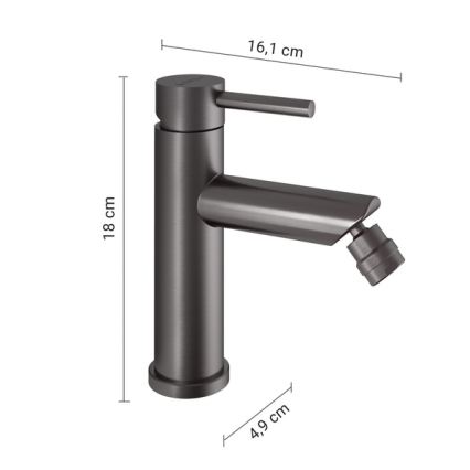 Gedy - COMO 18 cm Bidet Faucet, Metallic Grey