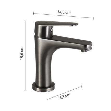 Gedy - COMO 19.6 cm Washbasin Mixer, Metallic Grey