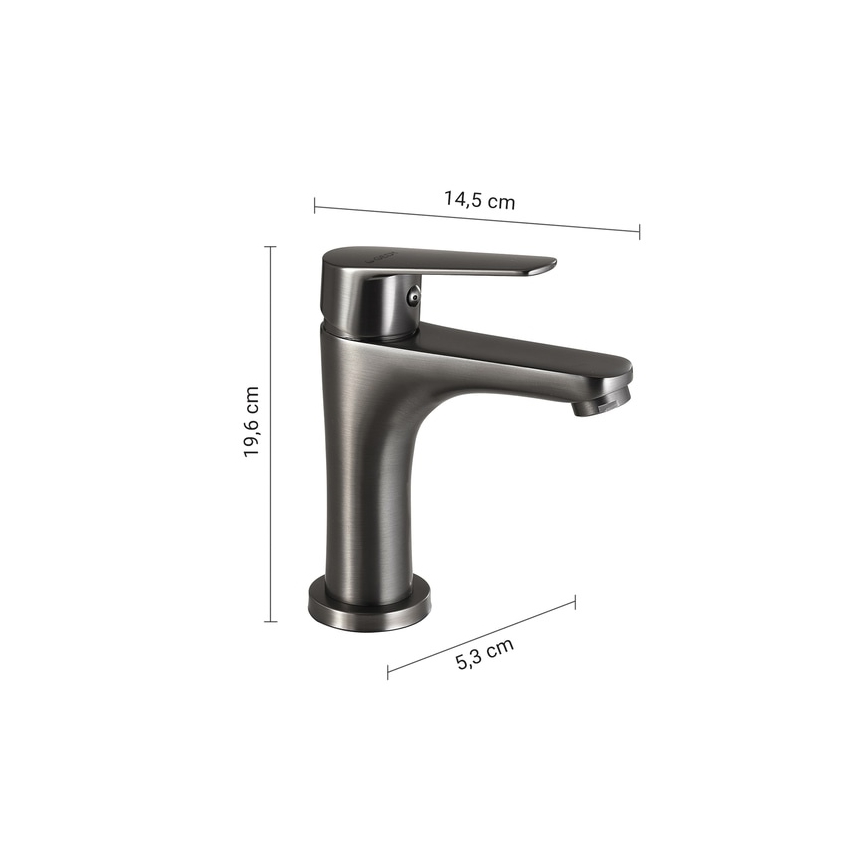 Gedy - COMO 19.6 cm Washbasin Mixer, Metallic Grey