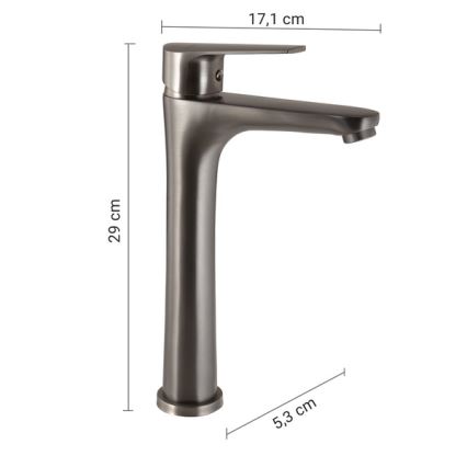 Gedy - COMO 29 cm Basin Mixer, Metallic Gray