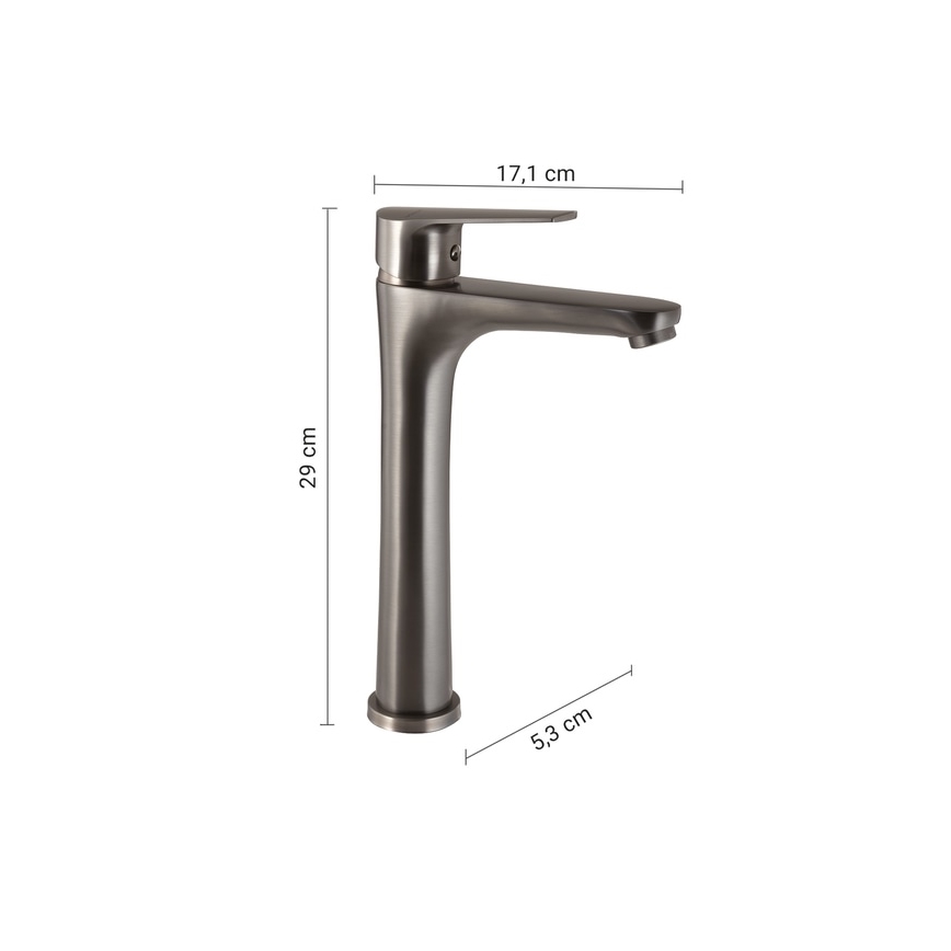 Gedy - COMO 29 cm Basin Mixer, Metallic Gray