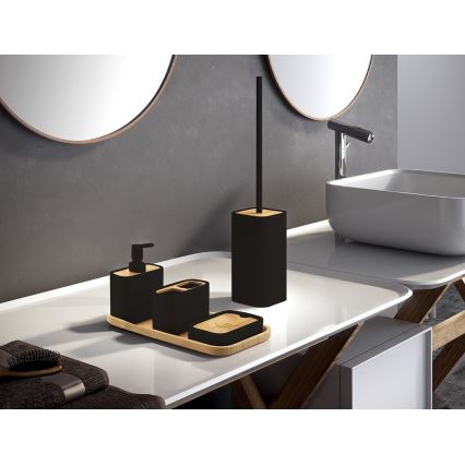 Gedy - Freestanding toilet brush NINFEA black/bamboo