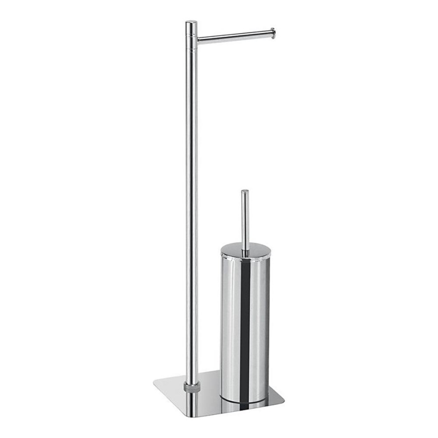 Gedy - Freestanding toilet brush with toilet paper holder FLORI in polished chrome