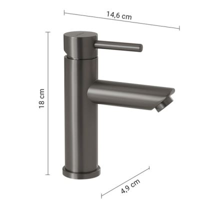 Gedy - GARDA 18 cm Metallic Grey Washbasin Mixer