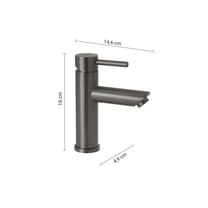 Gedy - GARDA 18 cm Metallic Grey Washbasin Mixer