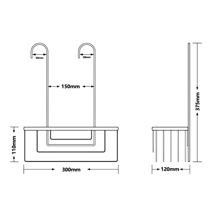 Gedy - Hanging shower shelf SMART 37,5x30 cm matte black