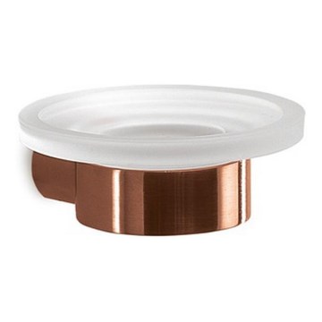 Gedy - PIRENEI Wall-Mounted Soap Dish, Opal Glass/Bronze Finish
