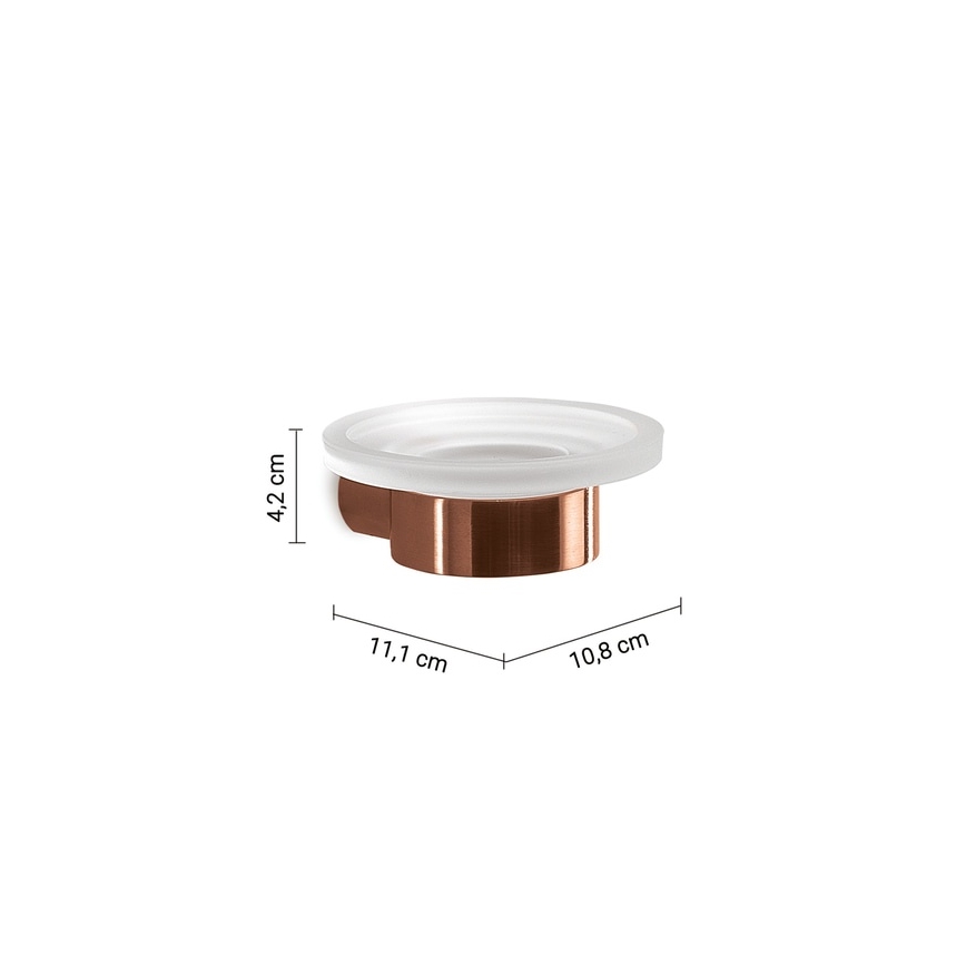 Gedy - PIRENEI Wall-Mounted Soap Dish, Opal Glass/Bronze Finish