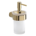Gedy - PIRENEI Wall-Mounted Soap Dispenser 110 ml, Frosted Glass/Gold