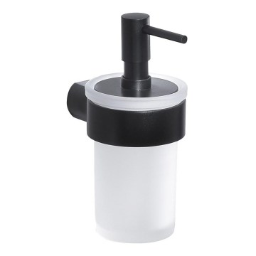 Gedy - PIRENEI Wall-Mounted Soap Dispenser 110 ml, Frosted Glass / Matte Black