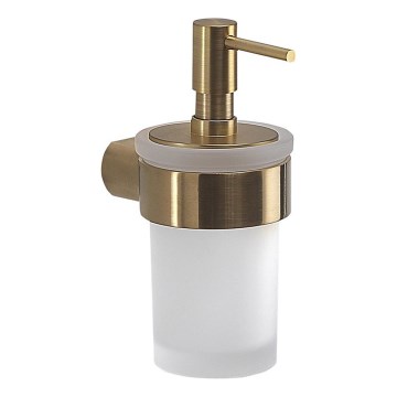 Gedy - PIRENEI Wall-Mounted Soap Dispenser 110 ml, Milk Glass / Matte Gold