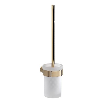 Gedy - PIRENEI Wall-Mounted Toilet Brush, Frosted Glass/Gold