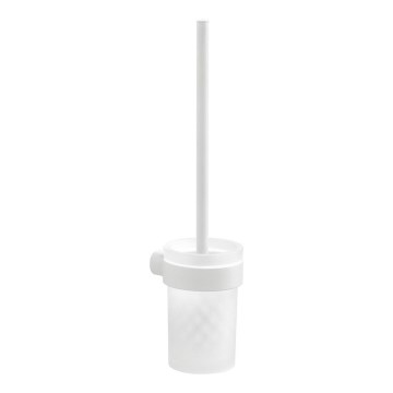 Gedy - PIRENEI Wall-Mounted Toilet Brush, Frosted Glass/Matte White