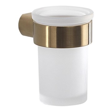 Gedy - PIRENEI Wall-Mounted Toothbrush Holder Frosted Glass/Matte Gold