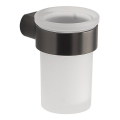 Gedy - PIRENEI Wall-mounted Toothbrush Holder, Frosted Glass/Metallic Grey