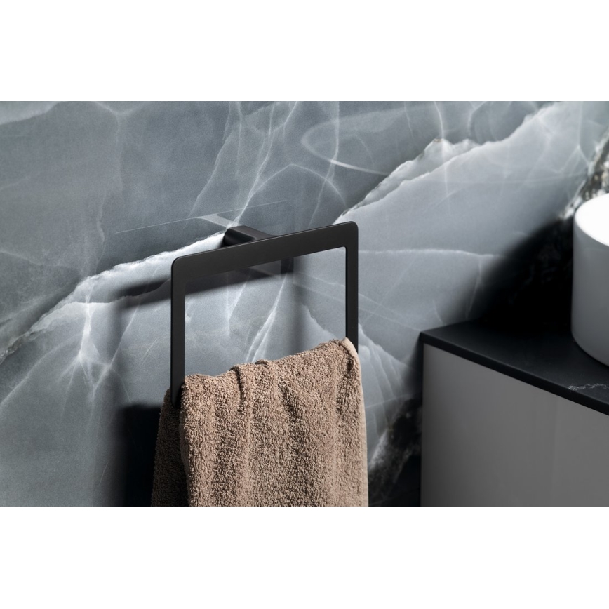 Gedy - PIRENEI Wall-Mounted Towel Rack 15x23 cm Matte Black