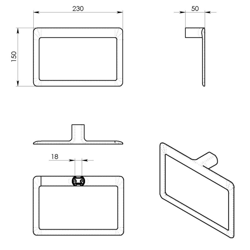 Gedy - PIRENEI Wall-Mounted Towel Rack 15x23 cm Matte Black