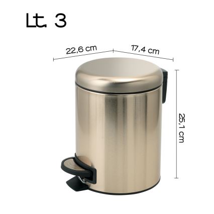 Gedy - POTTY 3 L Soft-Close Waste Bin, Matte Gold