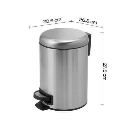 Gedy - POTTY 5 l Soft Close brushed stainless steel waste bin