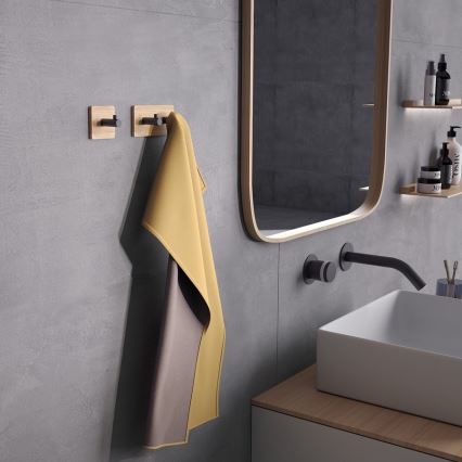 Gedy - Self-adhesive towel hanger HIMALAYA black/bamboo