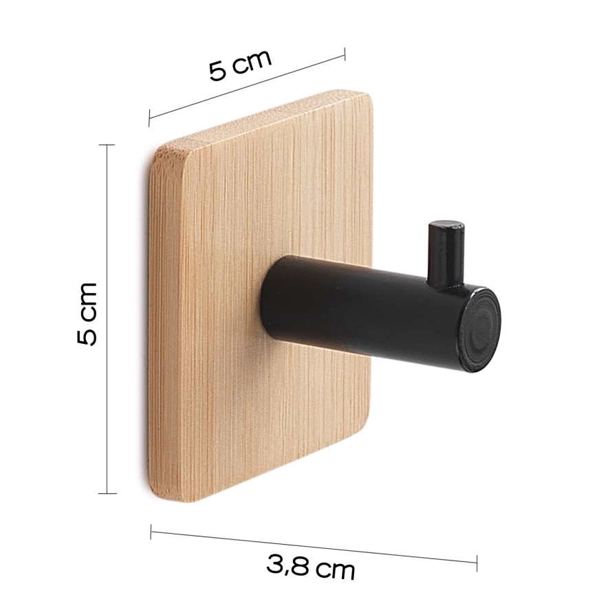 Gedy - Self-adhesive towel hanger HIMALAYA black/bamboo