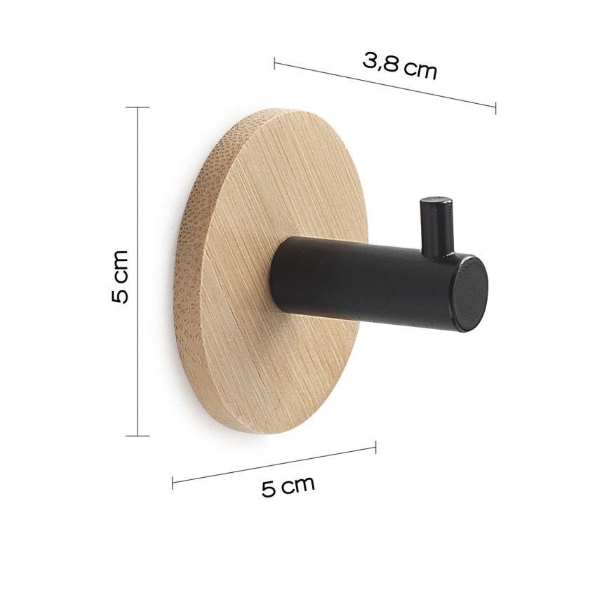 Gedy - Self-adhesive towel hanger HIMALAYA black/bamboo