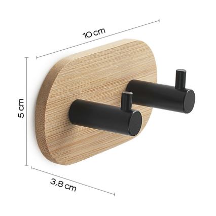 Gedy - Self-adhesive wall towel hanger HIMALAYA black/bamboo