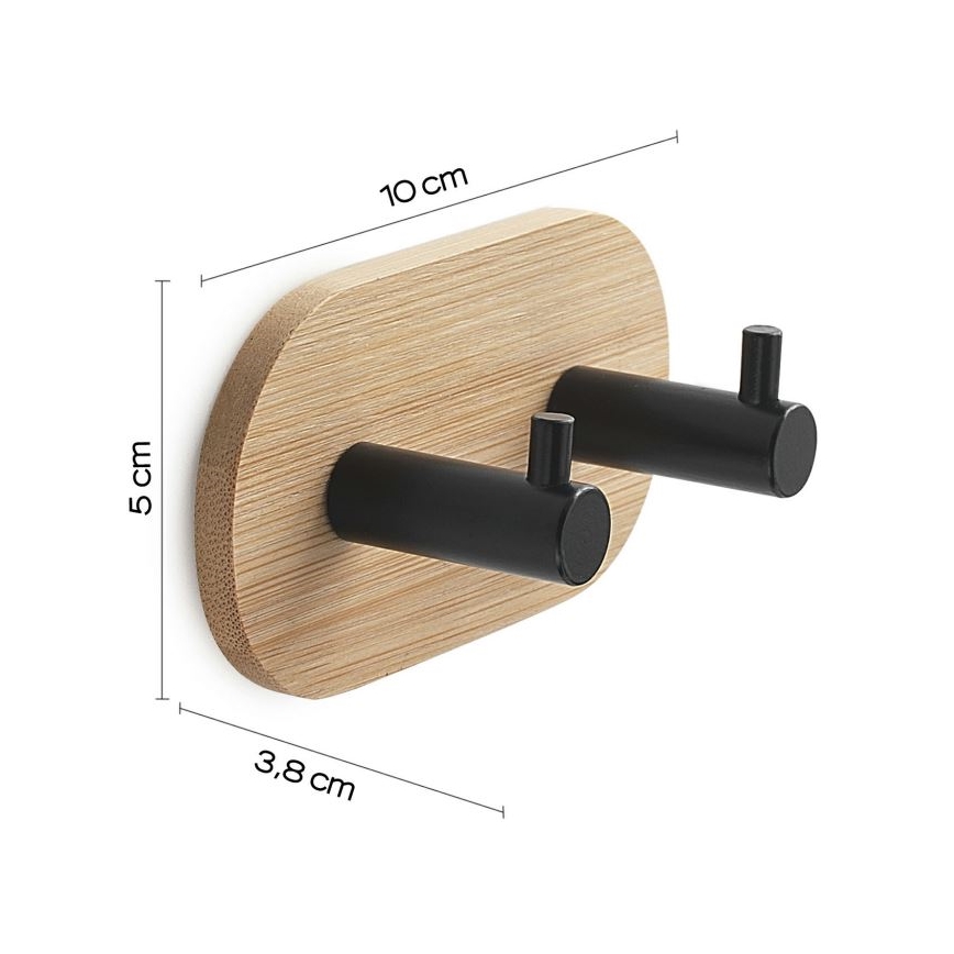 Gedy - Self-adhesive wall towel hanger HIMALAYA black/bamboo