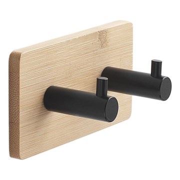 Gedy - Self-adhesive wall towel hanger HIMALAYA black/bamboo