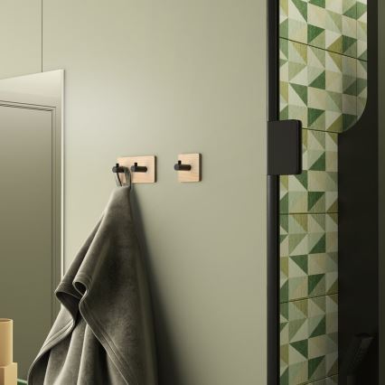 Gedy - Self-adhesive wall towel hanger HIMALAYA black/bamboo